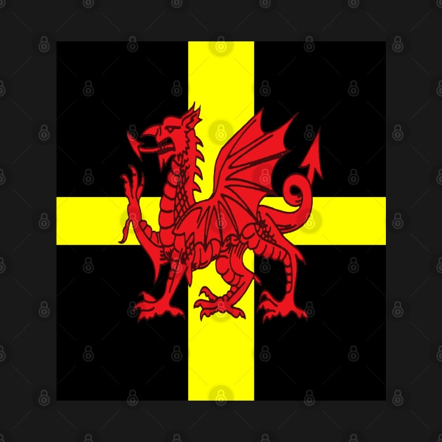 St Davids Cross And Welsh Dragon Rugby Design by taiche