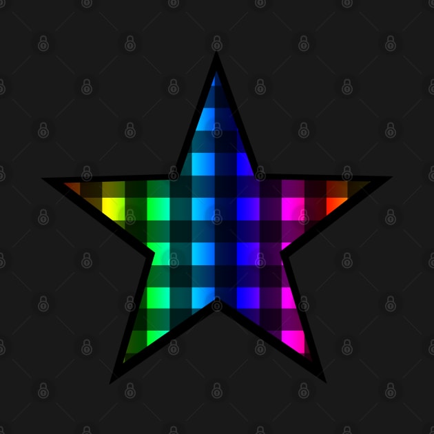 Rainbow and Black Buffalo Plaid Star by bumblefuzzies