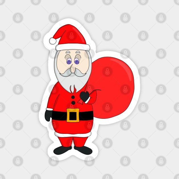 Cute Santa Claus Holding Bag of Gifts Magnet by DiegoCarvalho