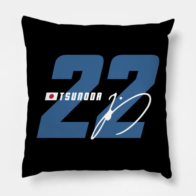 Yuki Tsunoda 22 Signature Number Pillow by petrolhead