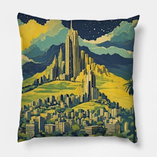 Belo Horizonte Starry Night Brazil Vintage Tourism Travel Poster Pillow