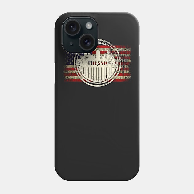 US flag with silhouette Fresno City Phone Case by DimDom