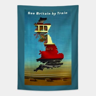 Vintage Travel Poster - See Britain by Rail Tapestry