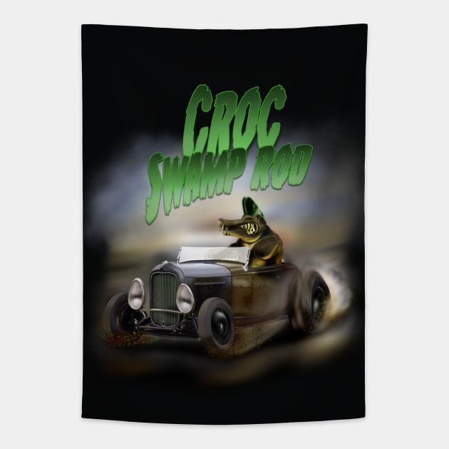 Ratfink Croc Swamp Rod Tapestry by hardtbonez