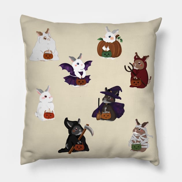Rabbit Halloween Pattern _ Bunniesmee Halloween Edition Pillow by GambarGrace