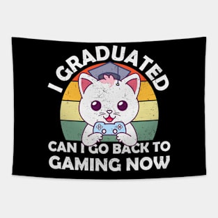 I Graduated Can I Go Back To Gaming Now Kawaii Gamer Cat Tapestry