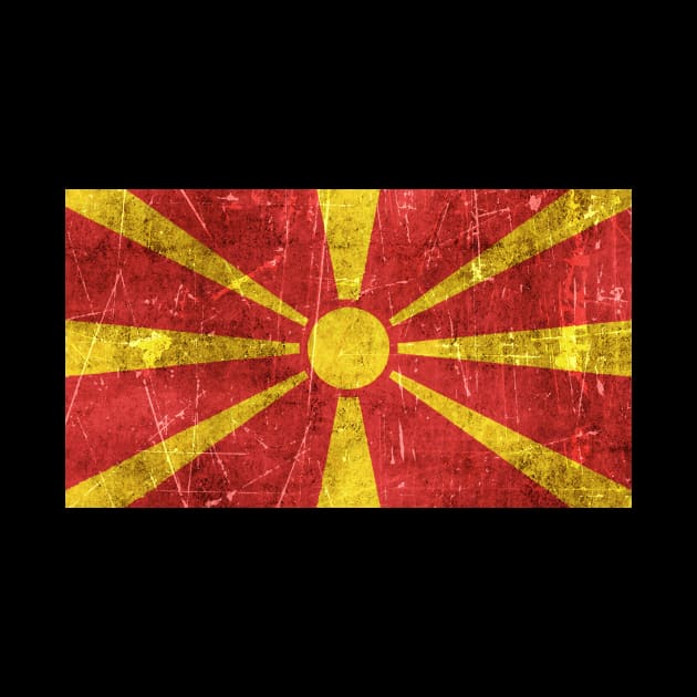 Vintage Aged and Scratched Macedonian Flag by jeffbartels