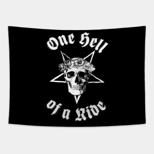 One hell Of a Ride - Rose Skull pentagon Tapestry