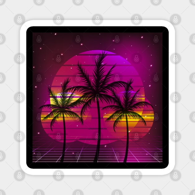 80s retro sunset Magnet by ChasingTees