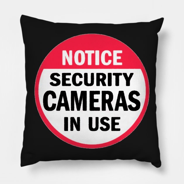 Notice Security Cameras In Use Pillow by  The best hard hat stickers 