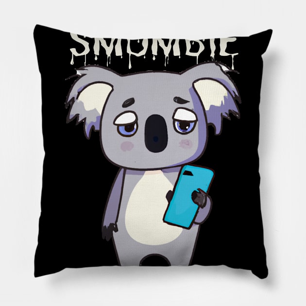 Smombie Coala, Bored Coala With Mobile Phone Pillow by maxdax