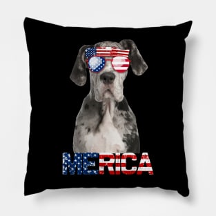 Merica Great Danes Dog American Flag 4Th Of July Pillow