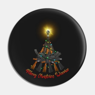 Merry Christmas Warrior (black) Pin