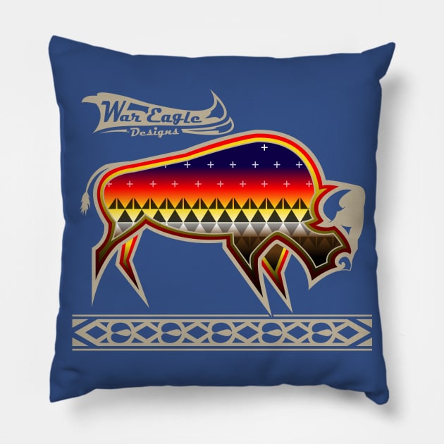 Protecting the people Gray Buffalo Pillow by melvinwareagle