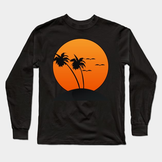 Sunset with trees retro. - Sunset Beach - Long Sleeve T-Shirt TeePublic