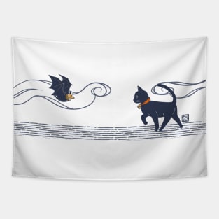 Black Cat 'Whim' And Flyingfox 'Batty' Tapestry