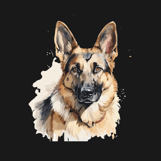 watercolor of a german sheperd by LUNASTOR