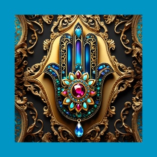 Baroque Bejewelled Hamsa Hand T-Shirt