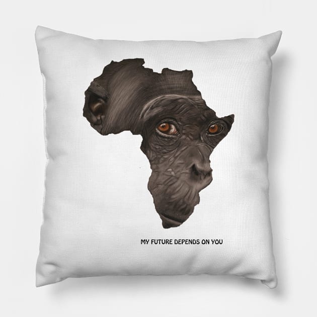 Monkey my future depends on you Pillow by zelmifineart