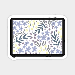 Blue Floral Pattern Magnet