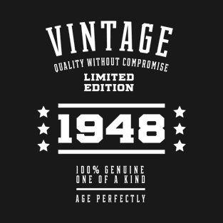 1948 Vintage Year - Aged to Perfection - 72th Birthday Gift T-Shirt