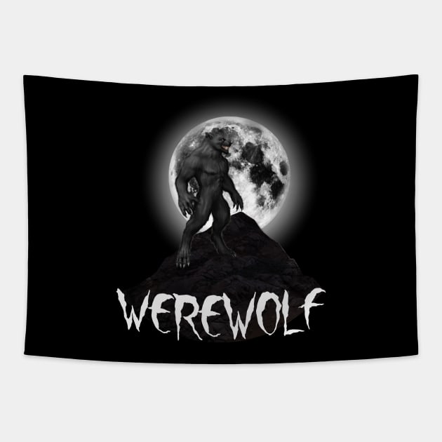 Werewolf Against Full Moon Design Tapestry by TF Brands