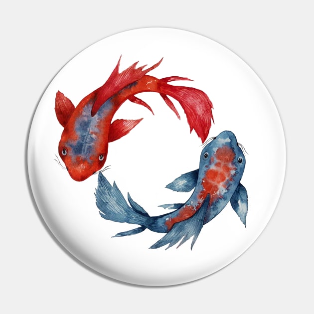 Yin Yang Koi Fish Pin by ZuskaArt