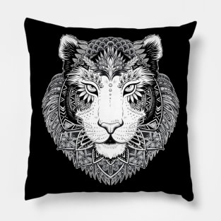 Black and White Vintage Tiger Head Pillow