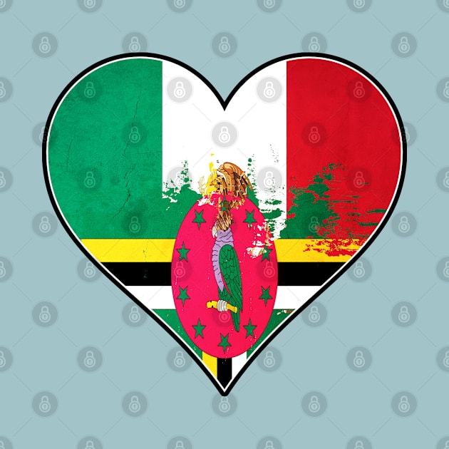 Mexican and Dominica Heart Mix Heritage Flag by Just Rep It!!