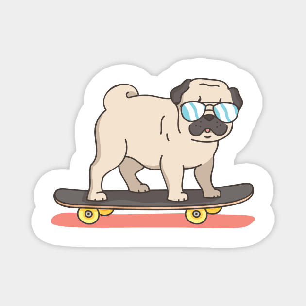 Pug Dog Skater Skateboarding Funny Gifts Magnet by chrizy1688