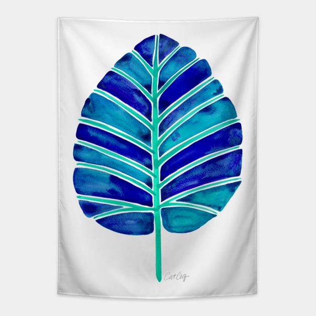 Blue Alocasia Tapestry by CatCoq