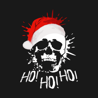 Christmas Rocker Santa Claus Skull Ho Ho Ho T-Shirt