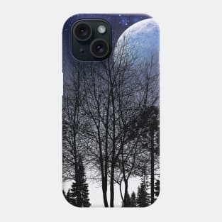 Pine trees under full moon Phone Case