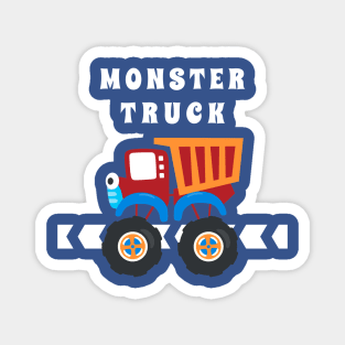 illustration of monster truck with cartoon style. Magnet