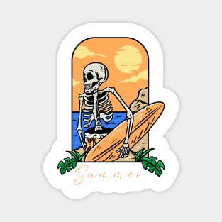 Summer Skeleton Surfer Magnet