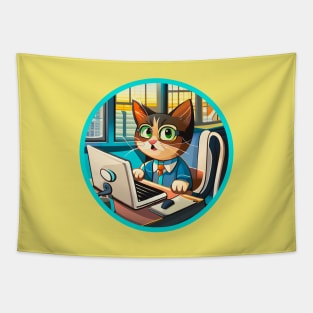 programmer cat beep boop coding Tapestry