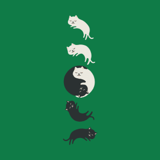 Hidden Cat 26 Yin Yang hug-ing v3 Green T-Shirt