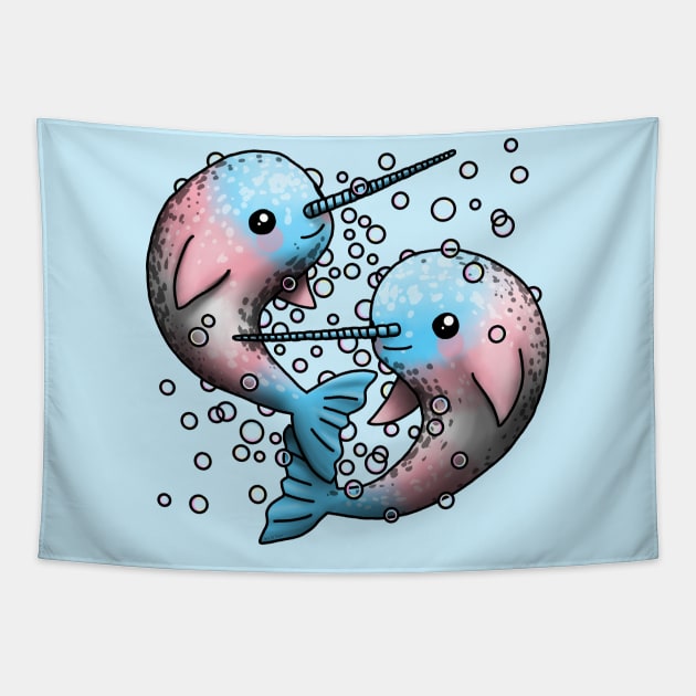 Trans Narwhals Tapestry by Art by Veya