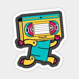 Happy Running Retro VHS Robot Magnet