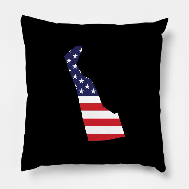 Delaware State Shape American Flag Background Pillow by anonopinion