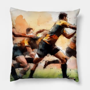 Artistic illustration of men playing rugby Pillow