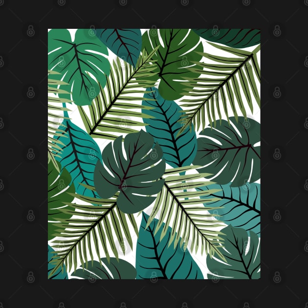 Tropical Leaves Pattern in Green by OneThreeSix