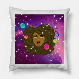 My Orbit is too high black girl fro with planets orbiting Pillow