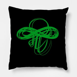 Marathi Text Spells Like English Pronoun ME  and the Meaning is I am. It is Combined with an Infinity Symbol to Express the thought that I am  Infinite, I am Universe. Colored in Green Pillow