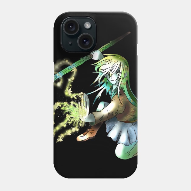 Dnd druid elf girl with a magic leaf whip Phone Case by cuisinecat