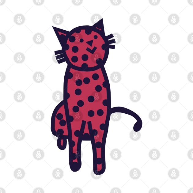 Spotty Kitty Cat in Viva Magenta Color of the Year 2023 by ellenhenryart