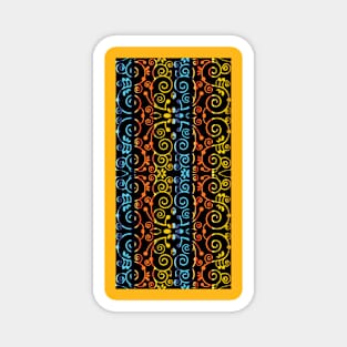 Swirlygig Blue Orange Yellow on Black Double Vertical Magnet