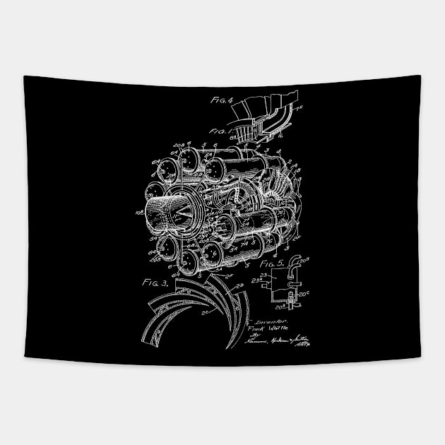 Aircraft Propulsion Unit Vintage Patent Hand Drawing Tapestry by TheYoungDesigns