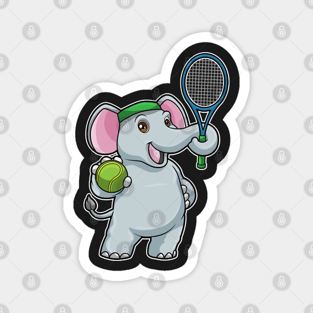 Elephant at Tennis with Tennis racket & Ball Magnet by Sonoma92