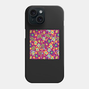 RETRO GROOVY FLORALS YELLOW, PINK, MAGENTA, BLUE GREEN Y2K 2000S Phone Case